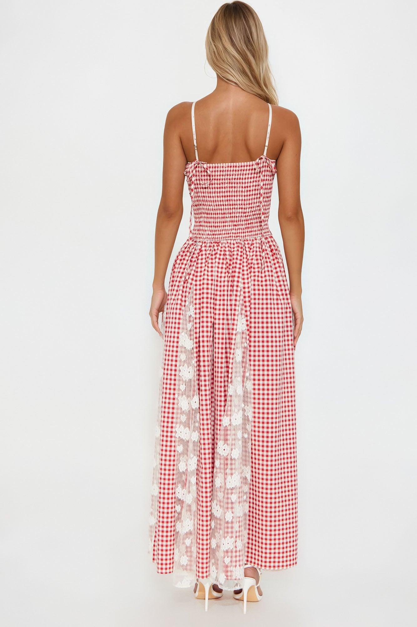 Dolly Gingham Maxi Dress - Red/combo Female Product Image