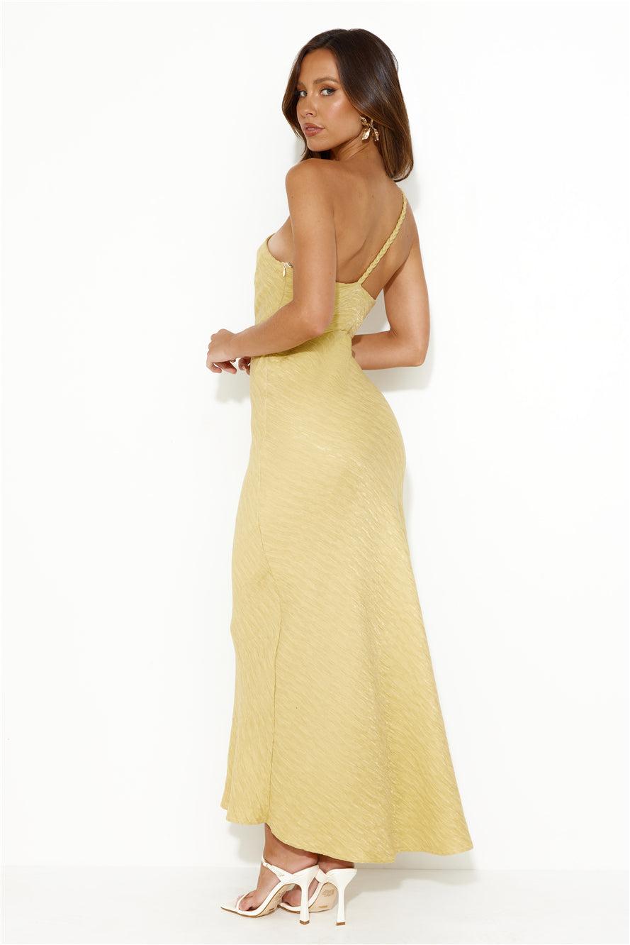 Style Inspo One Shoulder Midi Dress Yellow Product Image