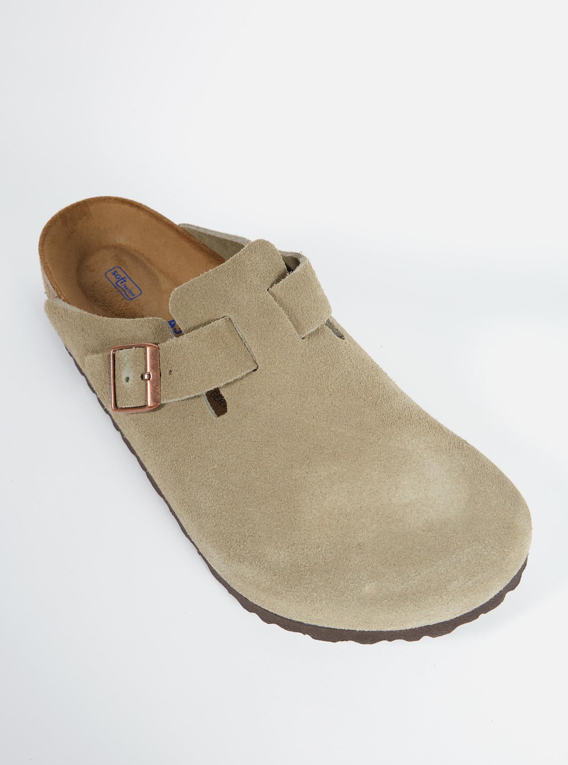 Birkenstock Boston Soft Footbed in Taupe Suede Leather Product Image