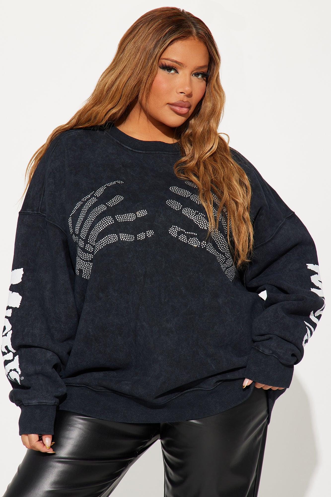 Misfits Rhinestone Crew Neck Sweatshirt - Black Wash Product Image