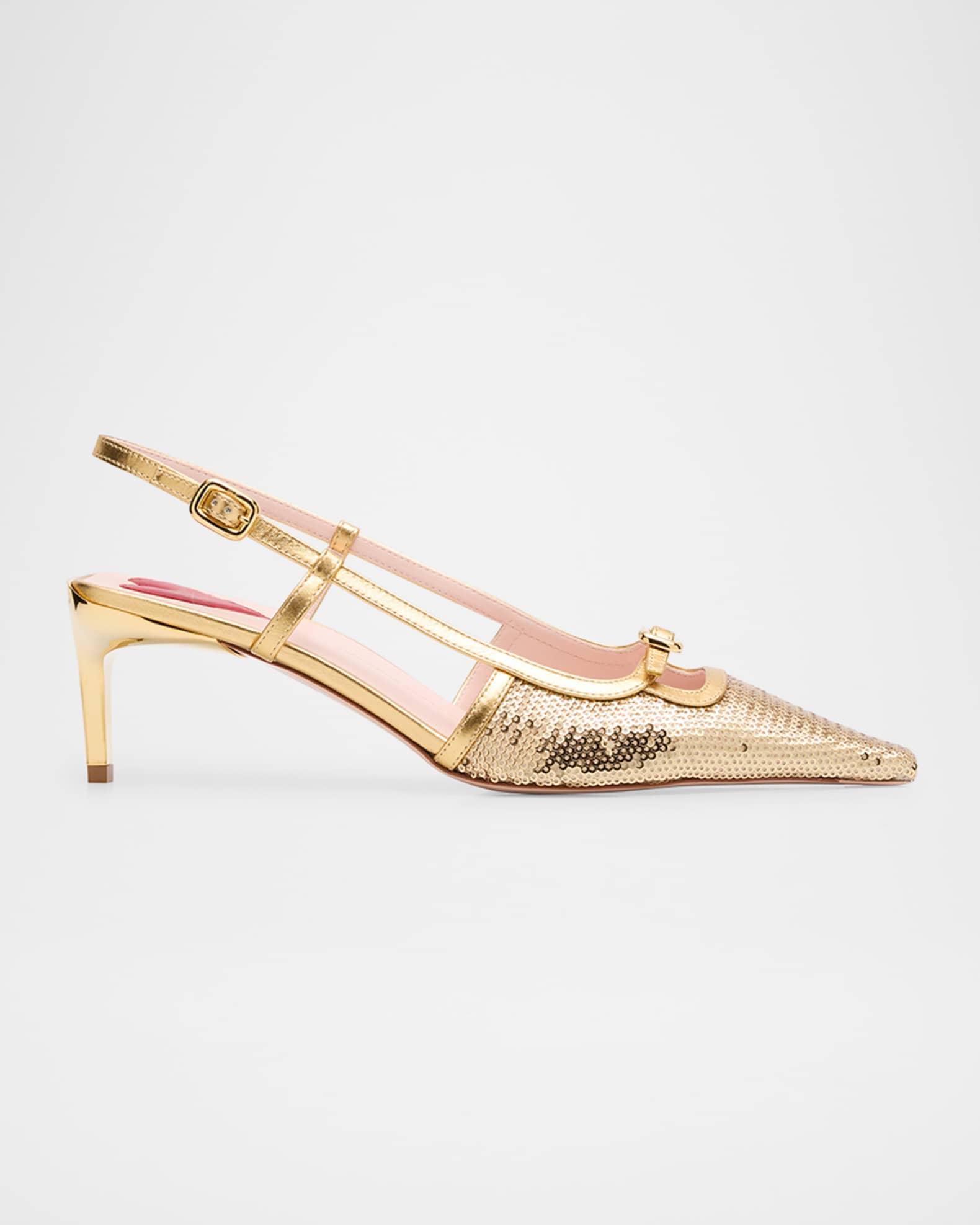 Sequin Buckle Slingback Pumps Product Image