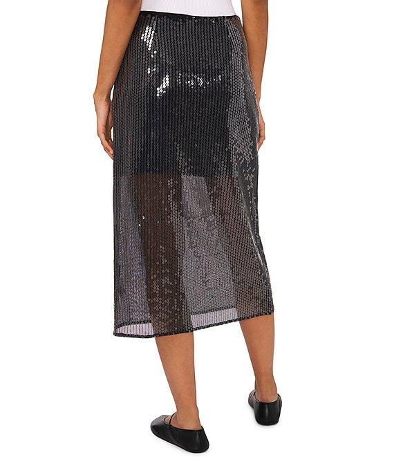 1. STATE Sequin Mesh Sheer Illusion High Rise Slip Midi Skirt Product Image