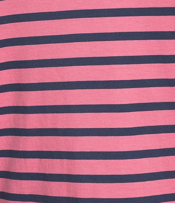 FRANCES VALENTINE Pima Cotton Crew Neck Long Sleeve Stripe Print Tee Shirt Product Image