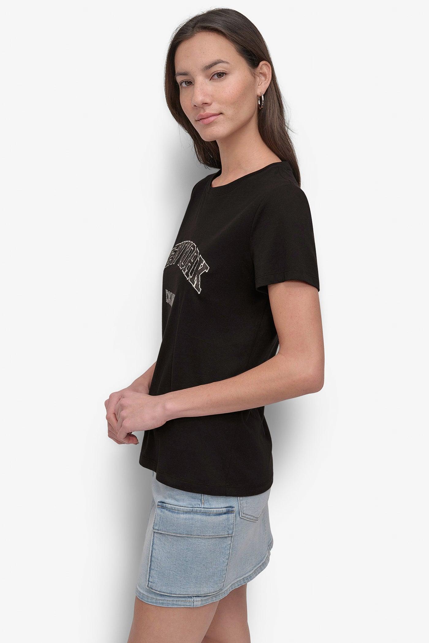 DKNY RHINESTONE STUD LOGO TEE Product Image