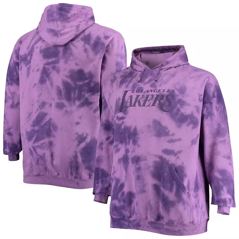 Men's Fanatics Branded Purple Los Angeles Lakers Big & Tall Wordmark Cloud-Dye Pullover Hoodie, Size: XLT Product Image