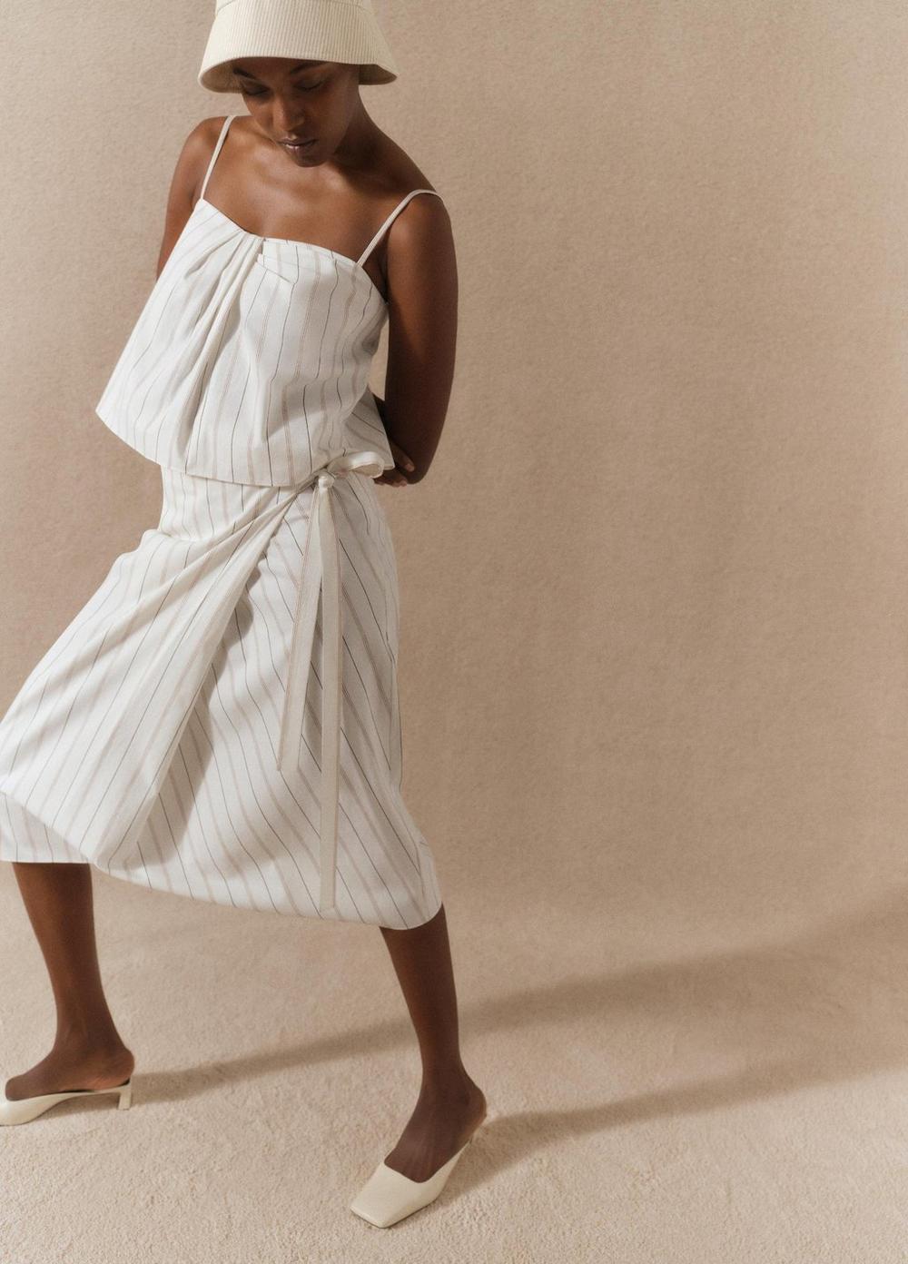 Seedling Stripe Cotton Wrap Skirt Product Image