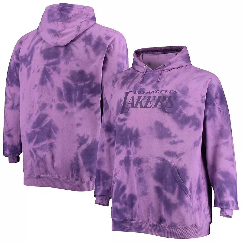 Men's Fanatics Branded Purple Los Angeles Lakers Big & Tall Wordmark Cloud-Dye Pullover Hoodie, Size: XLT Product Image