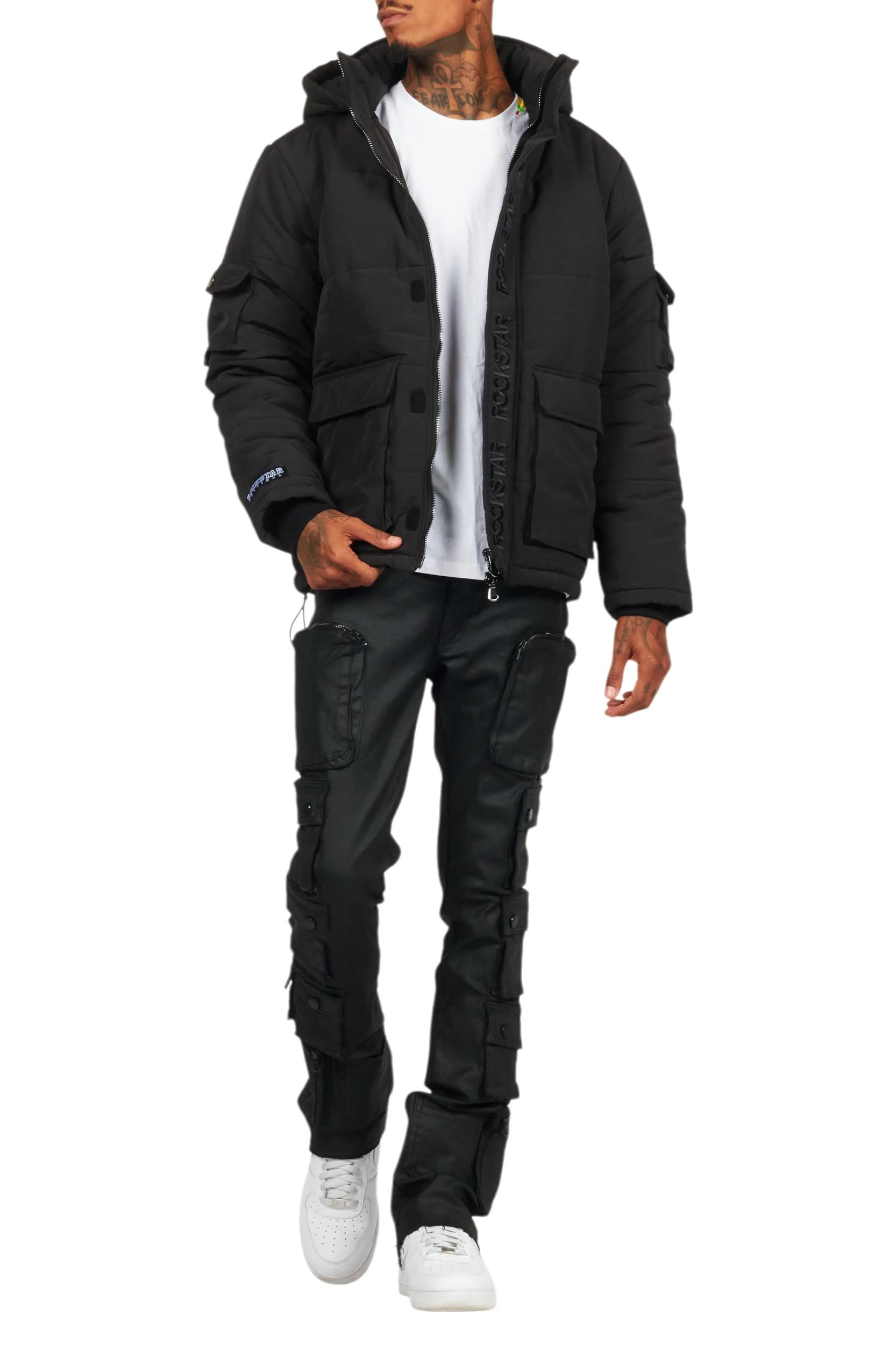 Adley Black Utility Puffer Jacket Male Product Image