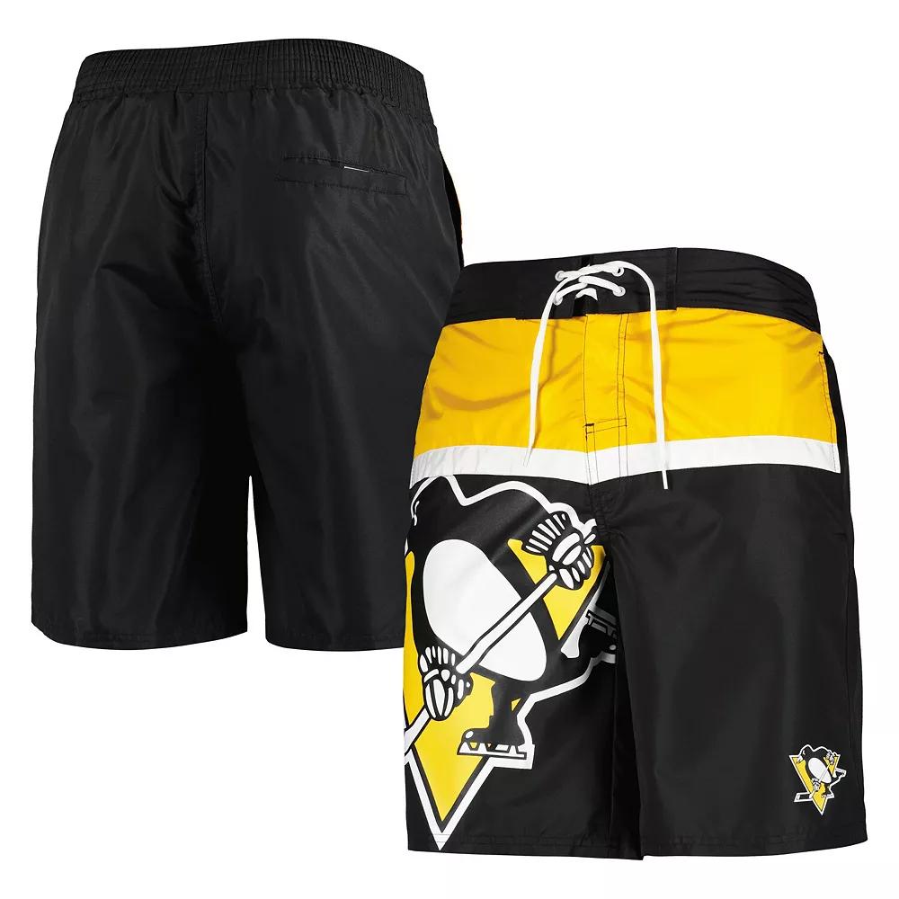 Men's Starter Black Pittsburgh Penguins Sea Wind Swim Trunks,  Product Image