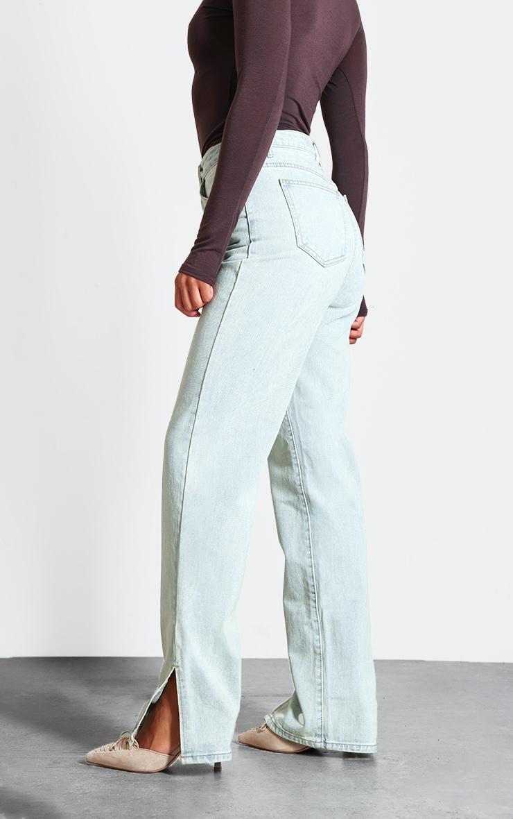  Light Blue Vintage Wash Split Hem Jeans Product Image
