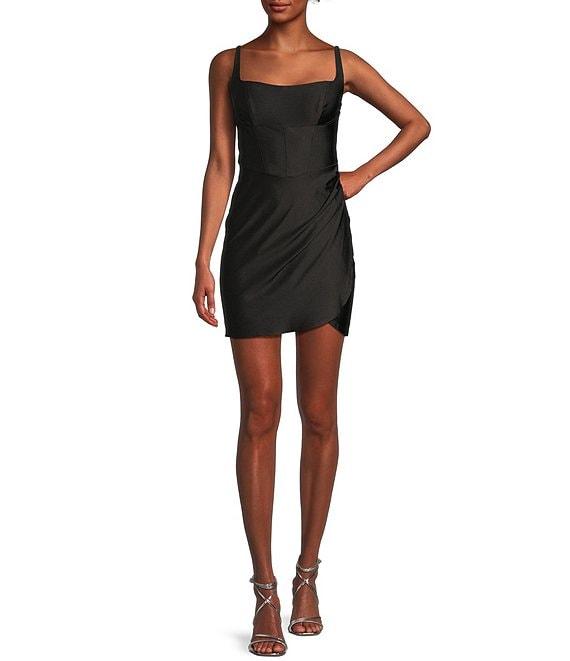 B. Darlin Spaghetti Strap Square Neck Envelope Skirt Dress Product Image