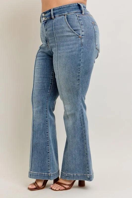 88204   Jasper Hi-Rise Flare Judy Blue Jeans with Front Seam Detail Product Image