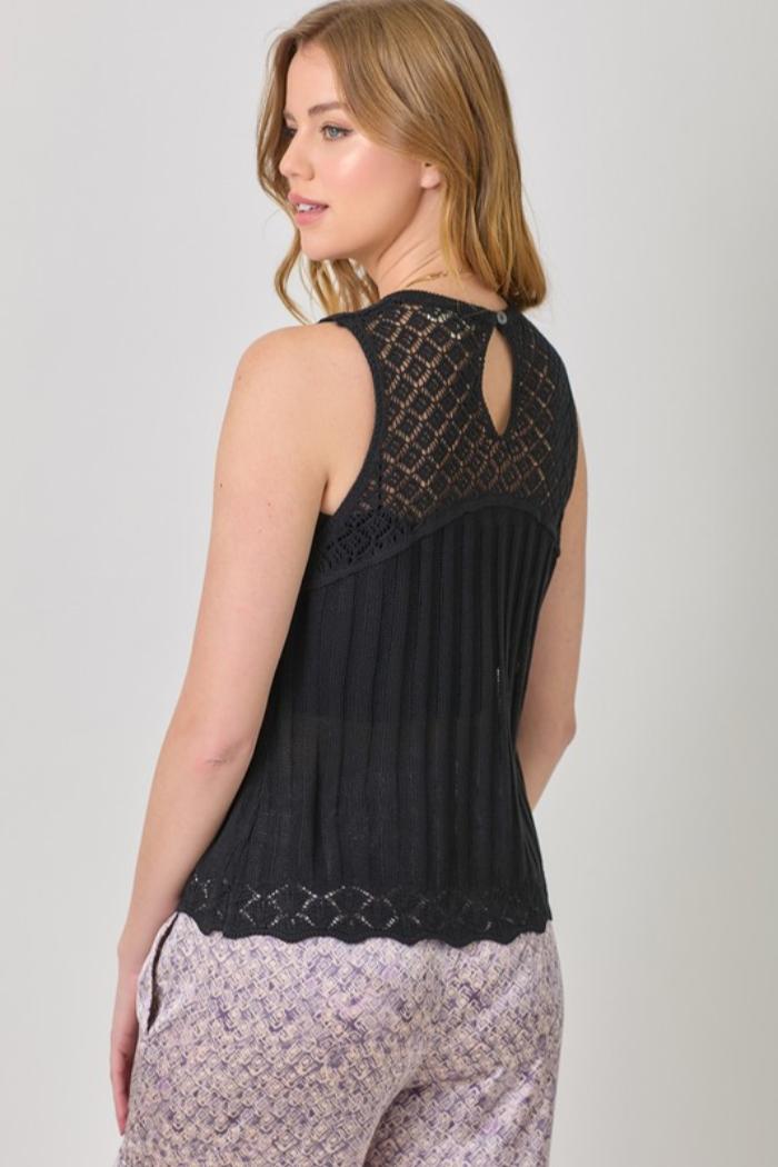 Crochet Yoke Sleeveless Sweater Product Image