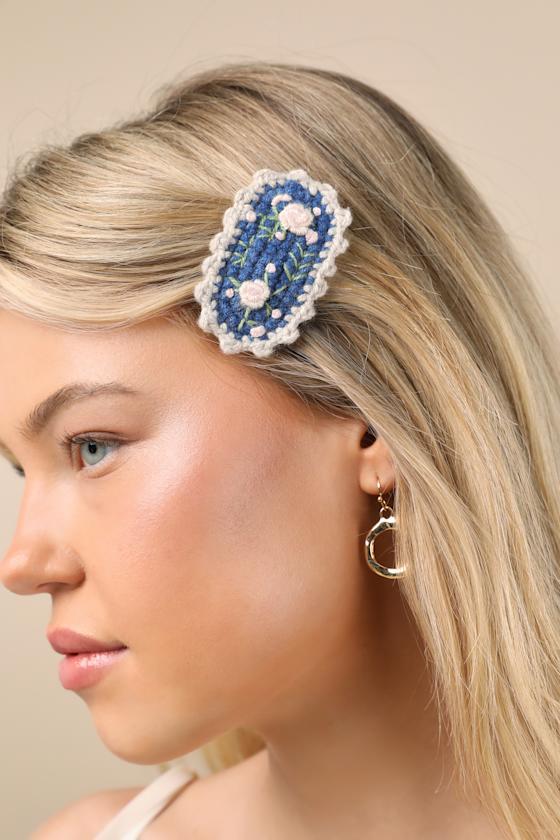 Polly Yellow Multi Floral Crochet Hair Clip Set Product Image