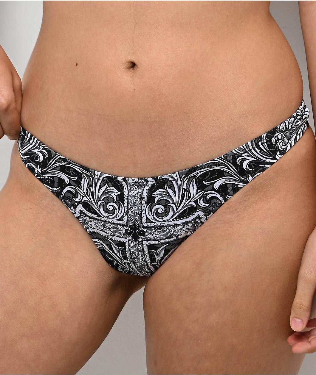 Affliction Evil Eyes Black & White Triangle Bikini Top Product Image