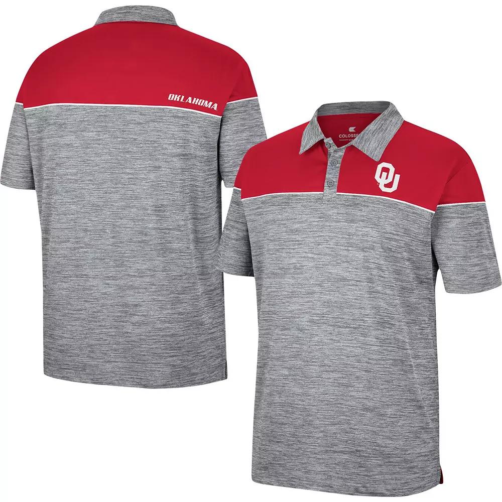 Men's Colosseum Heathered Gray/Crimson Oklahoma Sooners Birdie Polo, Size: Medium, Grey Product Image