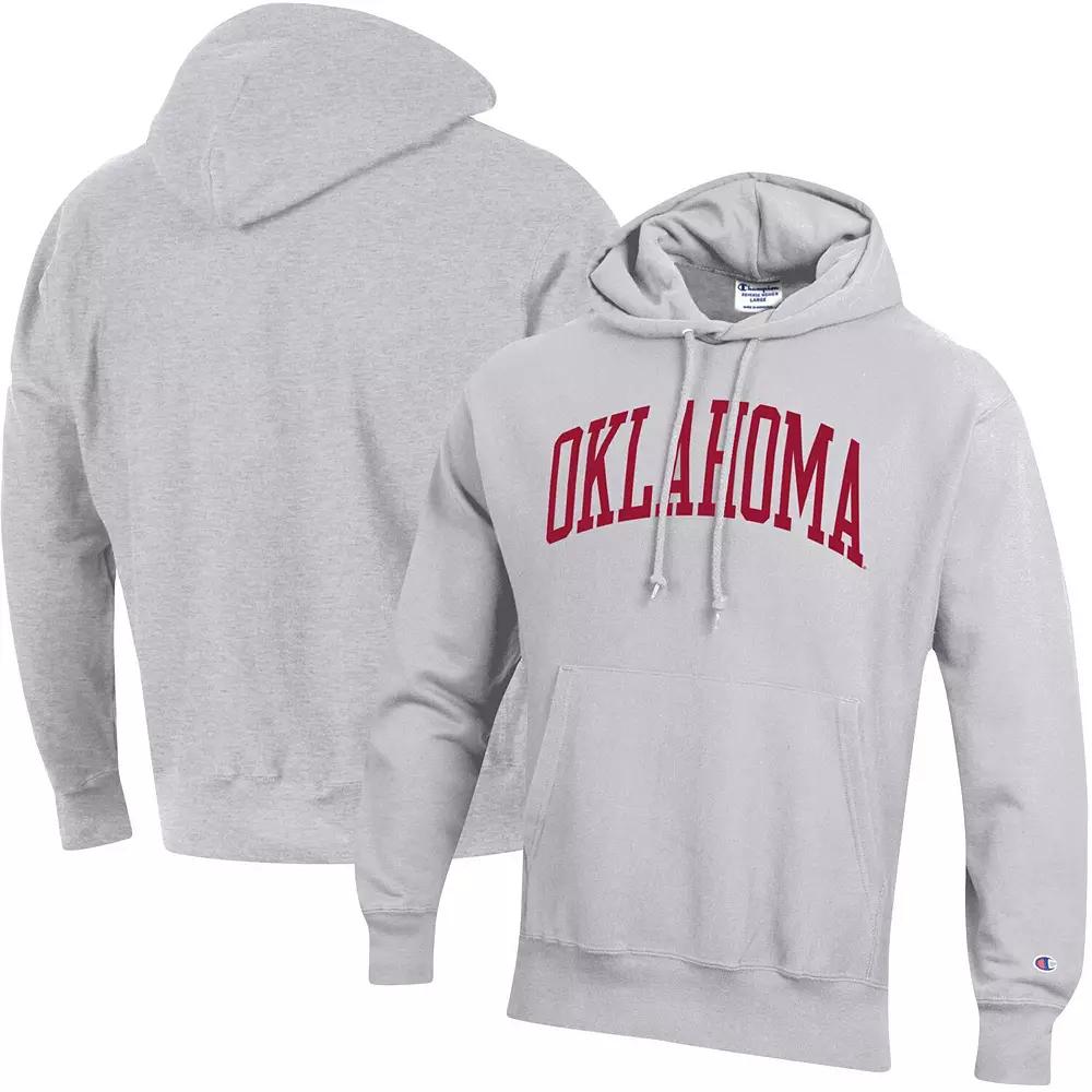 Men's Champion Heathered Gray Oklahoma Sooners Team Arch Reverse Weave Pullover Hoodie,  Product Image