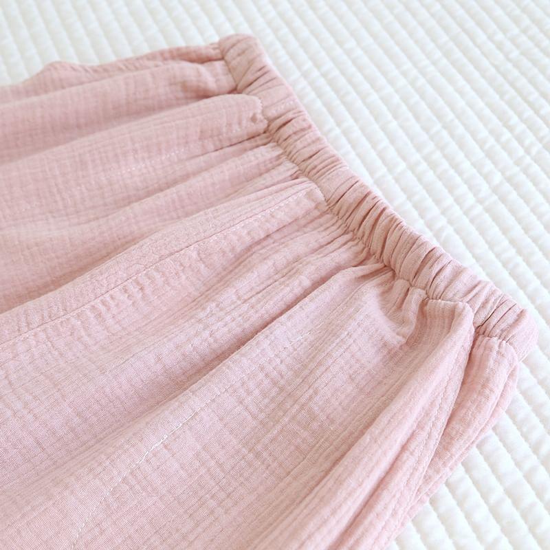 Couple Matching Short-Sleeve Lapel Collar Contrast Trim Button Pajama Top (Various Designs) Product Image