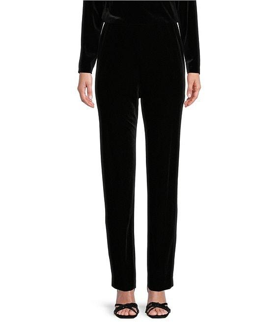 Alex Evenings Stretch Velvet Slim Leg Flat Front Pull-On Pants Product Image