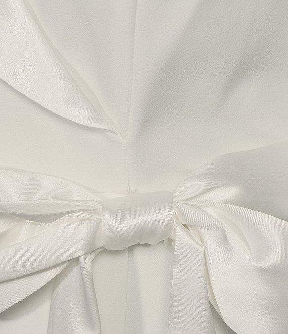 Eliza J Plus Size V-Neck Long Sleeve Scuba Crepe and Satin Tuxedo Sheath Dress Product Image