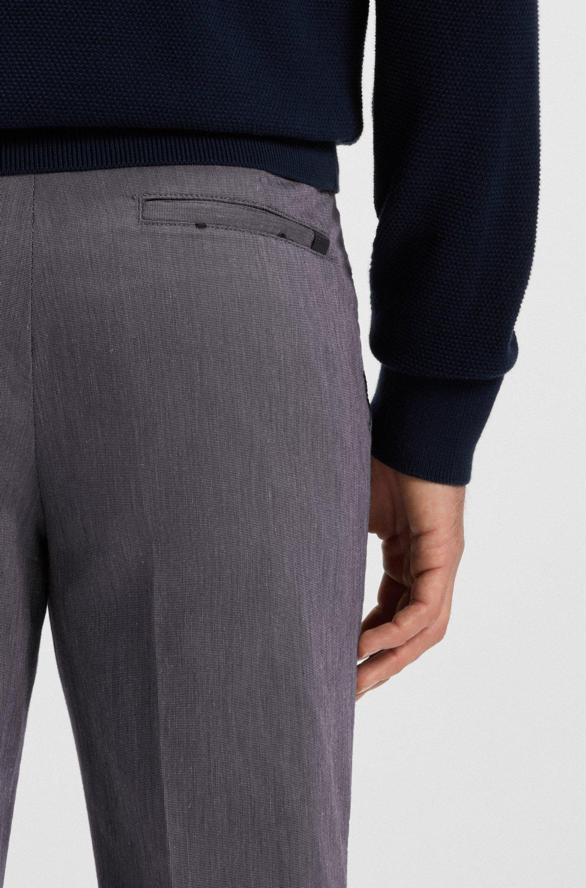 BOSS - Slim-fit trousers in easy-iron poplin - Dark Blue Product Image