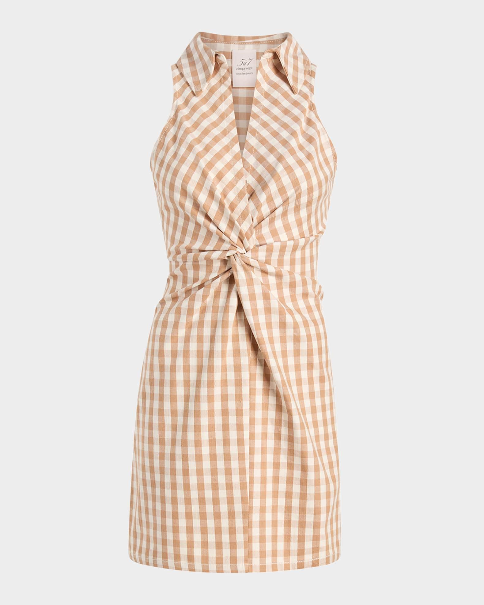 Mckenna Gingham Twist-Front Mini Dress Product Image