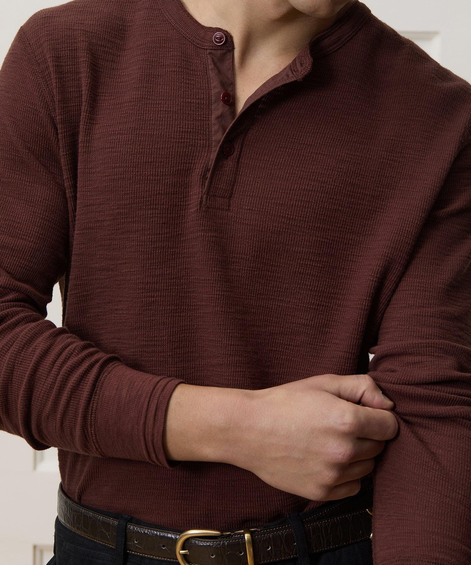 Lightweight Mini Waffle Henley Product Image