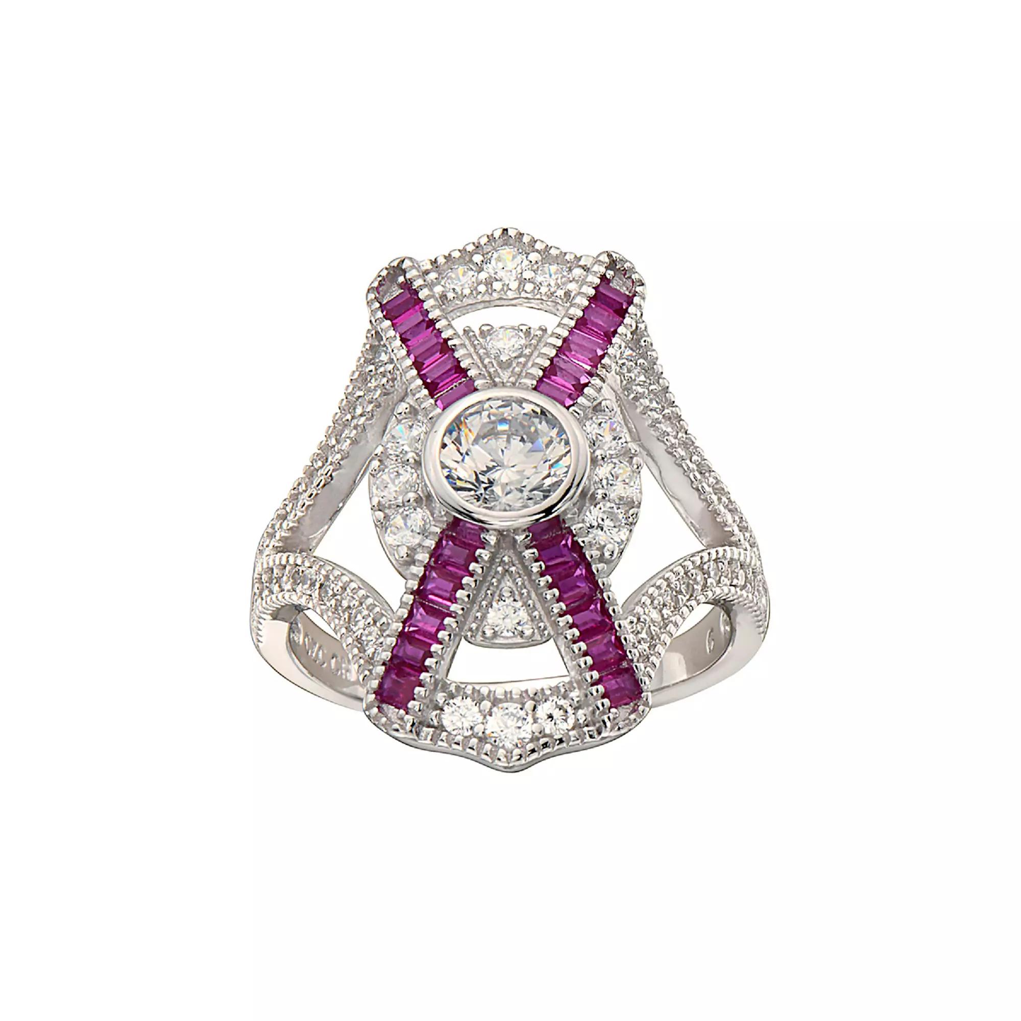 Sterling Silver Cubic Zirconia Baguette Cocktail Ring, Women's,  Product Image