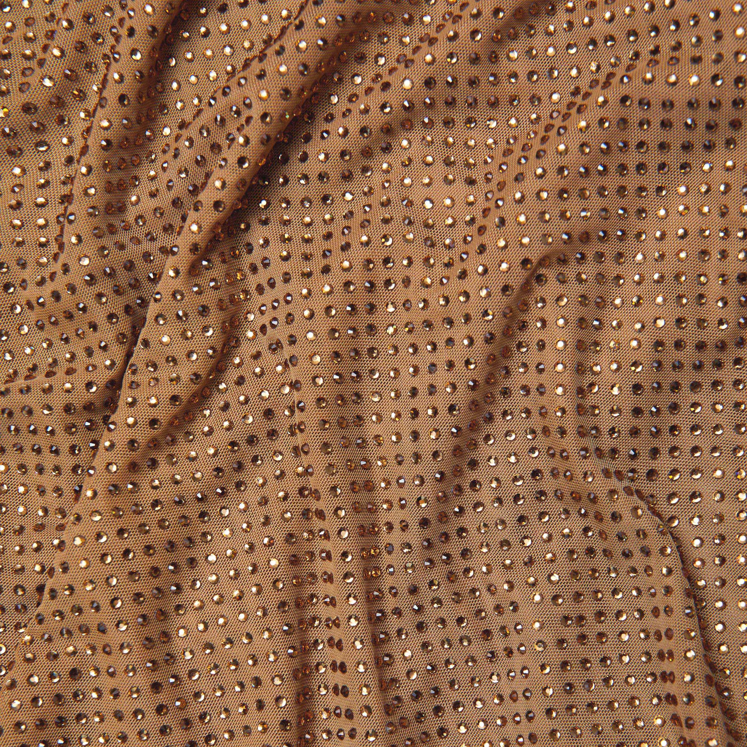 Brown Rhinestone Gathered Top Product Image