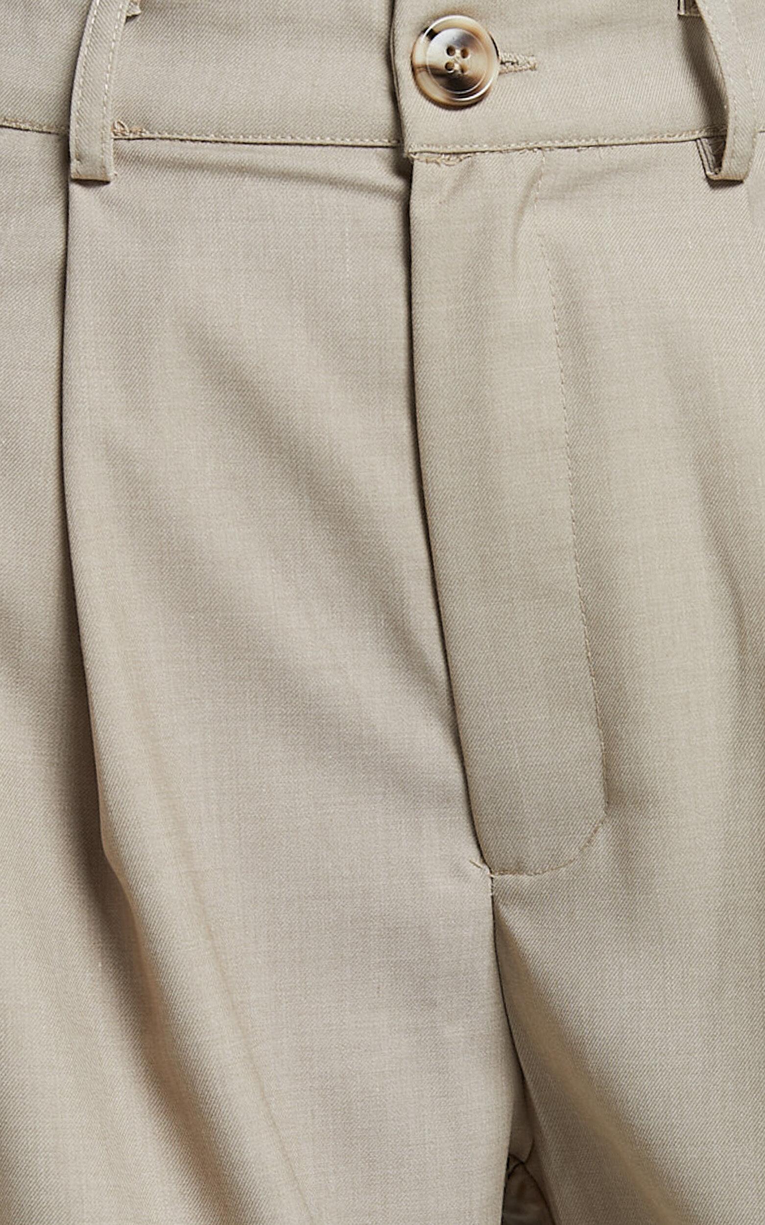 Izara Trousers - Mid Rise Relaxed Straight Leg Tailored Trousers in Oatmeal Product Image