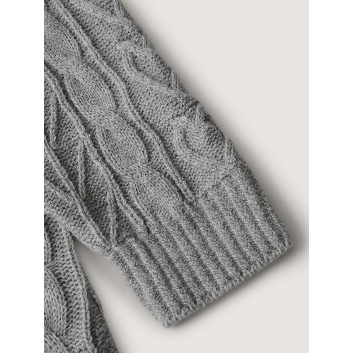 Plus Size Color Block Cat Pattern Arc Hem Pullover DarkGray Women Leisure Loose Long Sleeve Round Neck Casual Pullovers BloomChic 18-20/2X Product Image