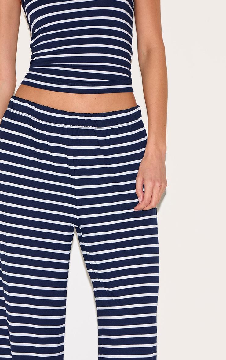 Navy Striped Wide Leg Pants Product Image