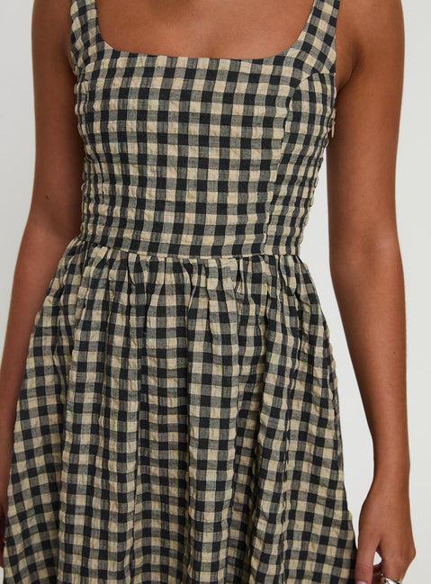 Cartmel Check Maxi Dress Black / Cream Product Image