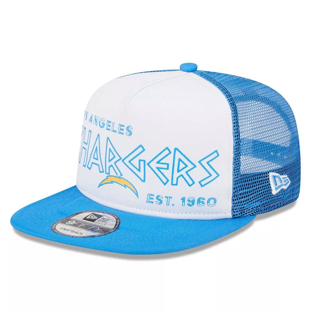 Men's New Era White/Powder Blue Los Angeles Chargers Banger 9FIFTY Trucker Snapback Hat Product Image