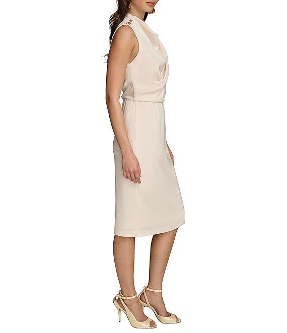Donna Karan Mock Neck Sleeveless Soft Suiting Sheath Dress Product Image