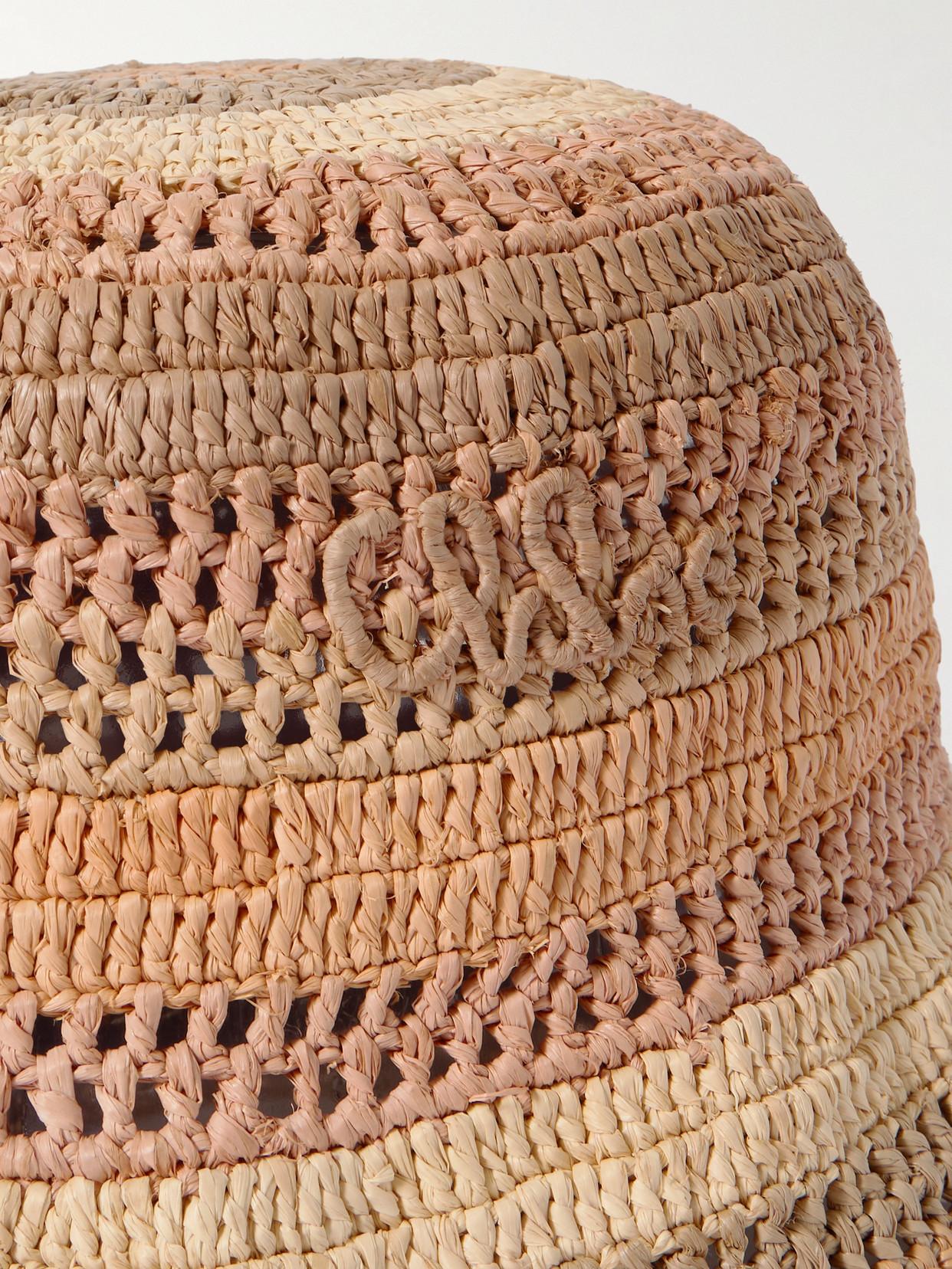 CHLOÉ Sunset Embroidered Striped Raffia Hat In 2ya Multi Beige 1 Product Image