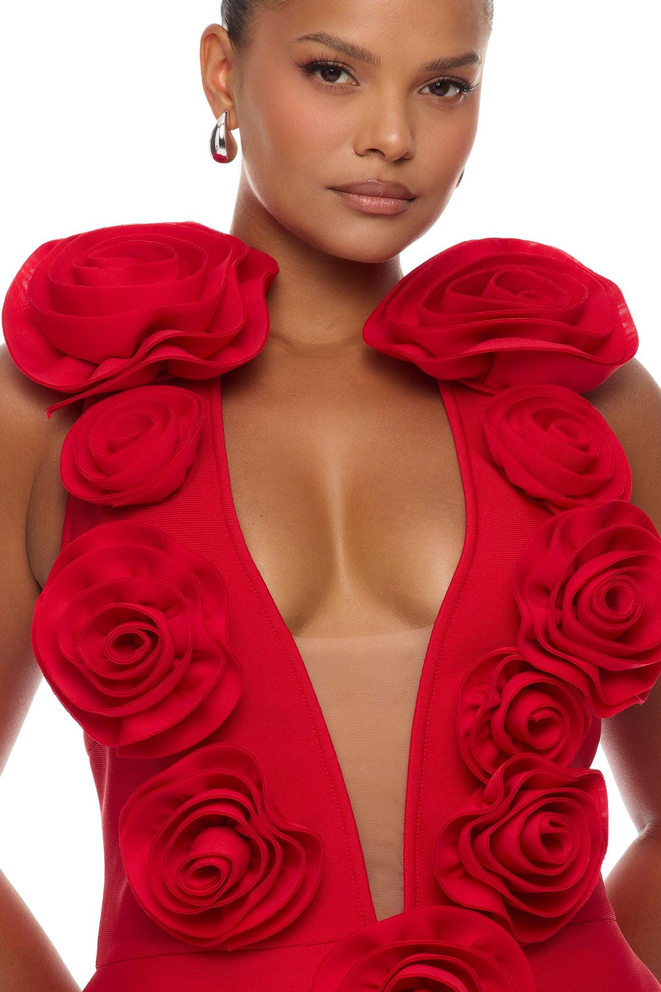 Rosalia Rosette Bandage Maxi Dress - Red Female Product Image