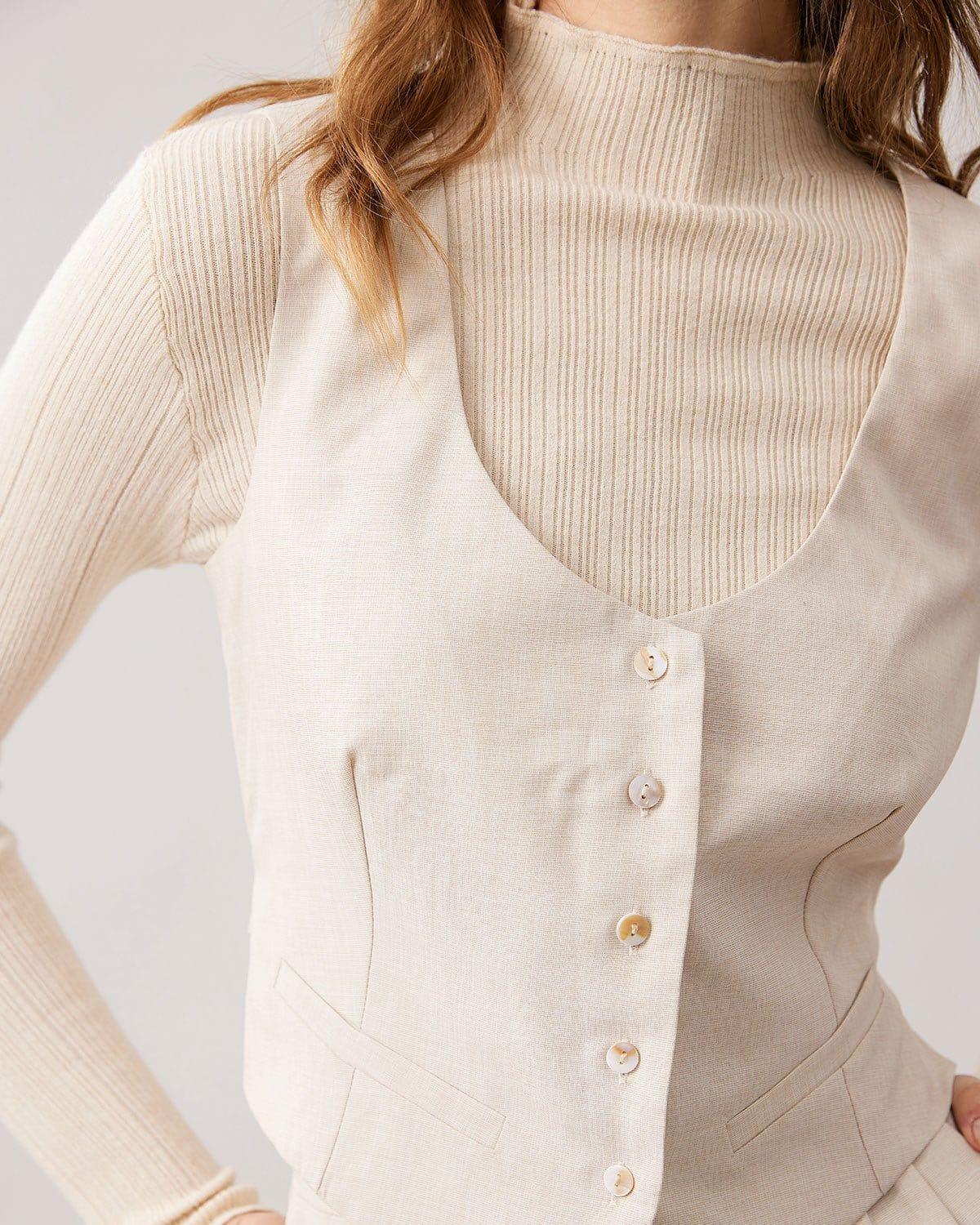 The Apricot Round Neck Button Up Waistcoat Female Product Image