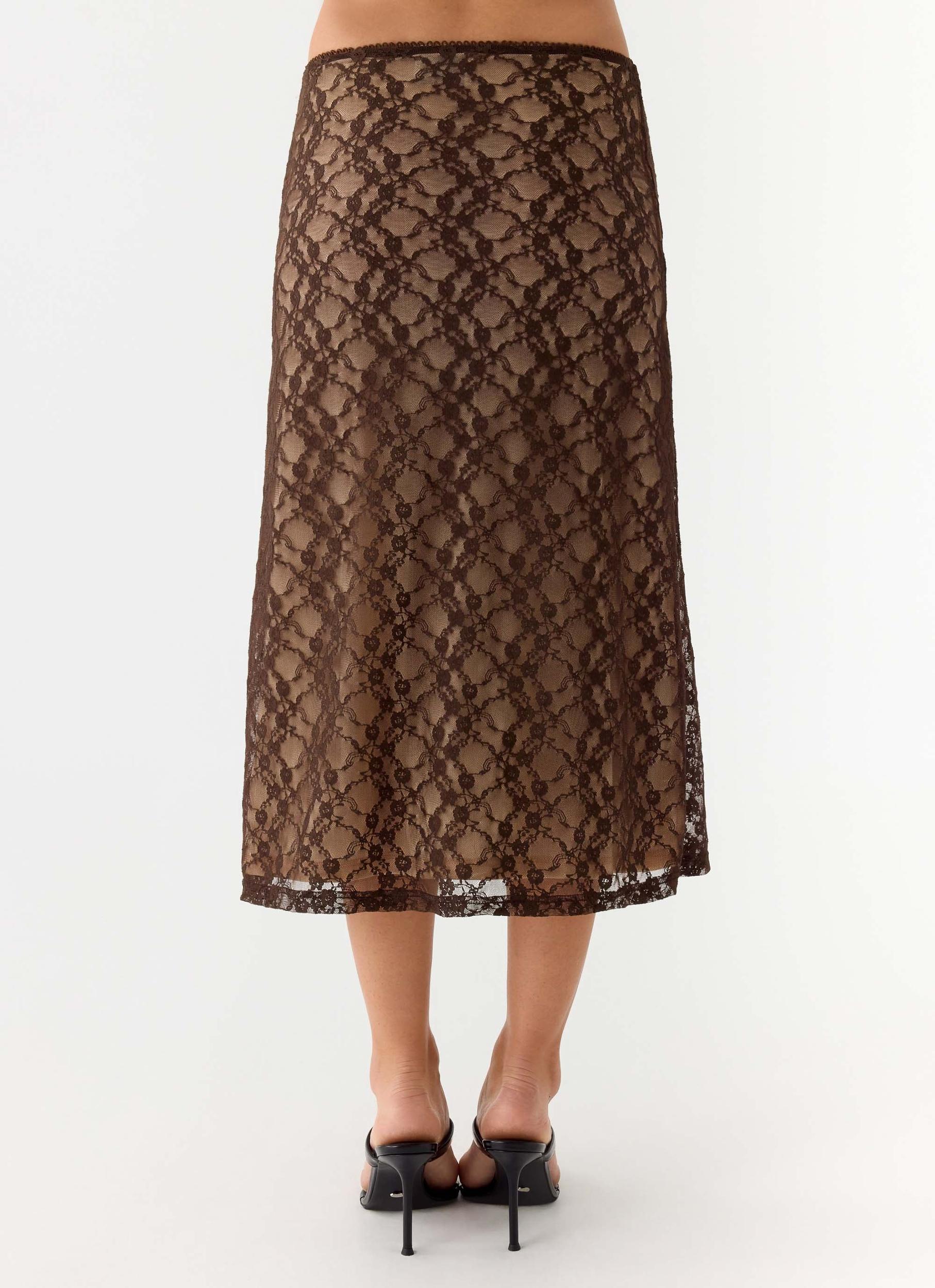 Malachie Lace Midi Skirt - Chocolate Product Image