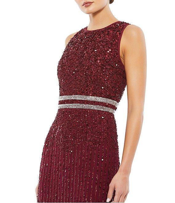 Mac Duggal Sleeveless Sequined Chiffon Midi Dress Product Image