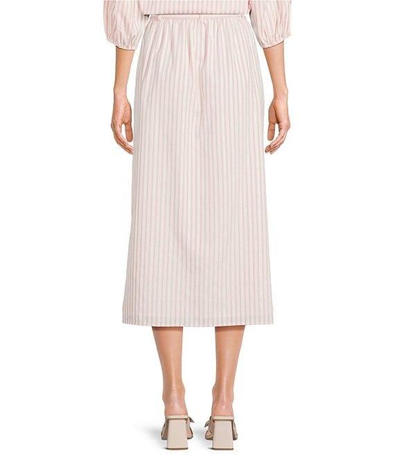 Gibson & Latimer Stripe Seersucker Tie at Waist A-Line Coordinating Midi Skirt Product Image