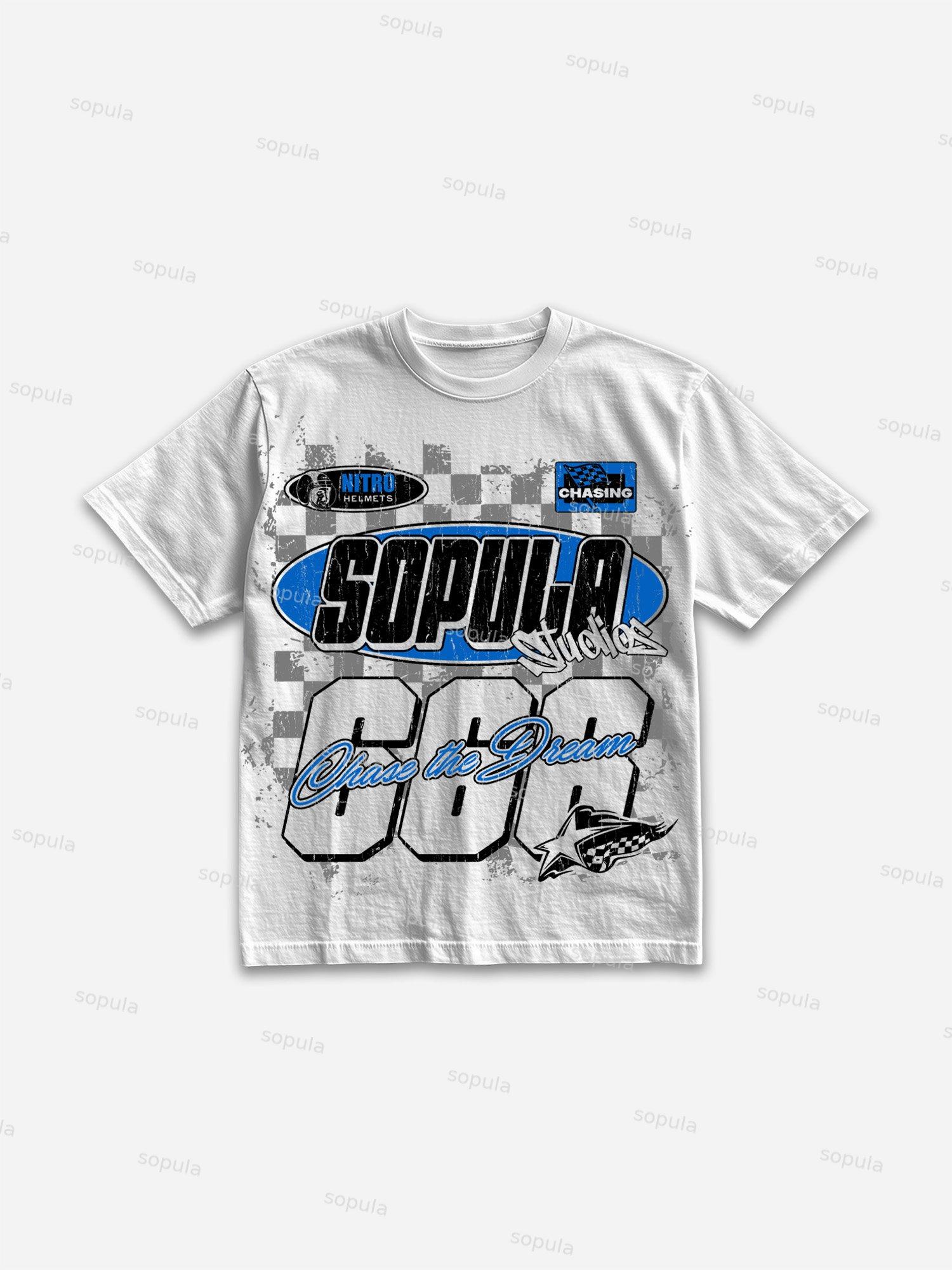 Vintage Racing Text Banner Graphic Cotton T-shirt Product Image
