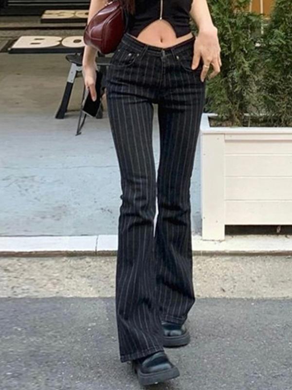 Slim Fit Stripe Flare Jeans Product Image