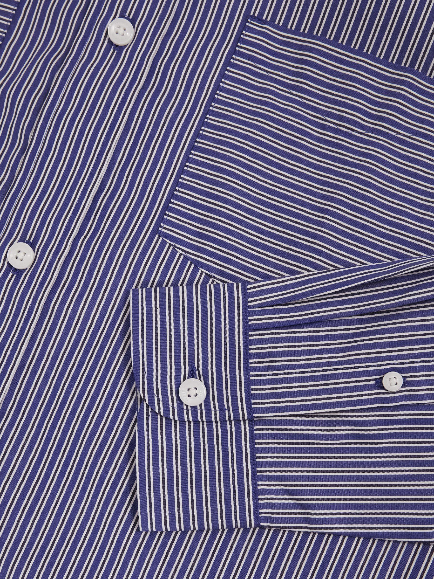 Cotton-Poplin Stripe Twin-Pocket Shirt in Blue/White Product Image