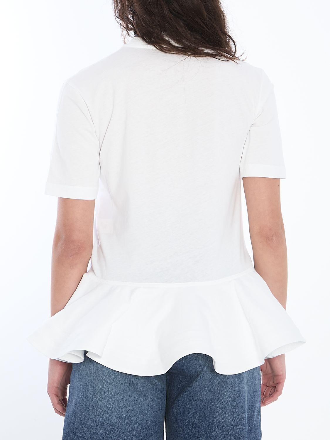 ALAÏA Oversized Poplin-trimmed Cotton-jersey Peplum T-shirt In White Product Image