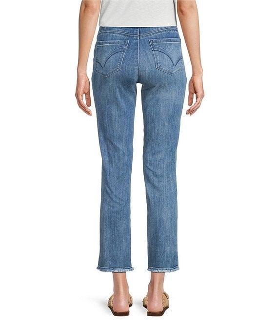 Democracy #double;Ab#double;solution® Embroidered Pocket Frayed Hem Straight Slim Leg Ankle Jeans Product Image