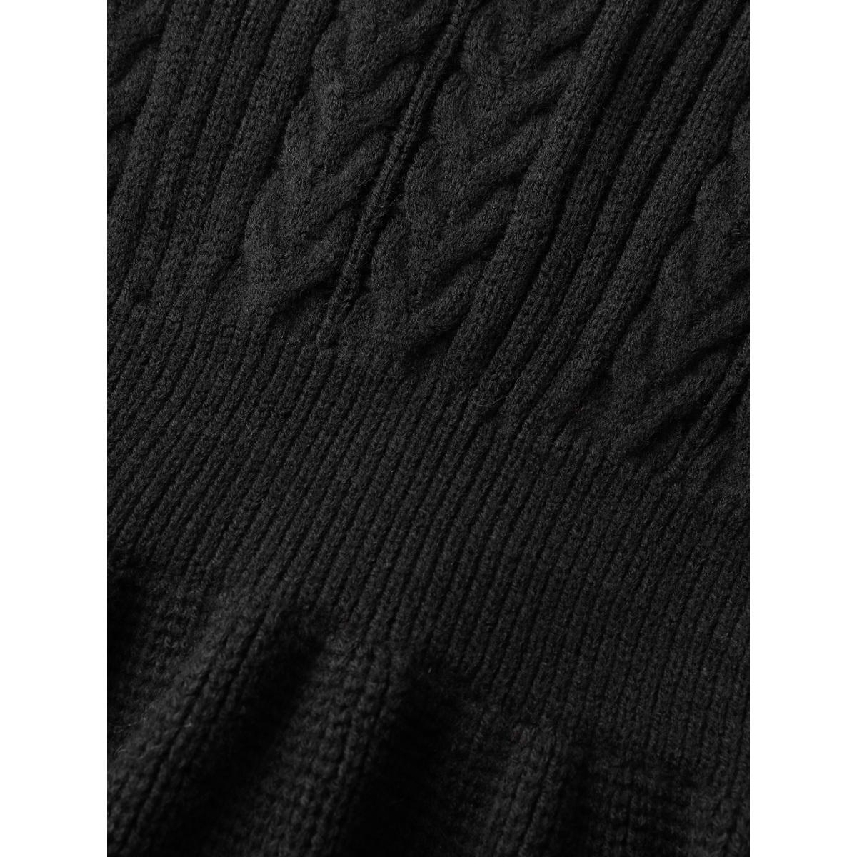 Plus Size Glitter Textured Contrast Sleeve Midi Sweater Dress Black Women Party&Cocktail Bodycon Long Sleeve Party Sweater Dresses BloomChic 12/L Product Image