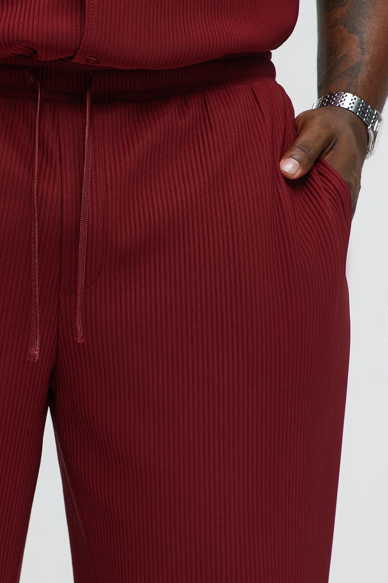 Show Up Slim Slit Pants - Burgundy Male Product Image