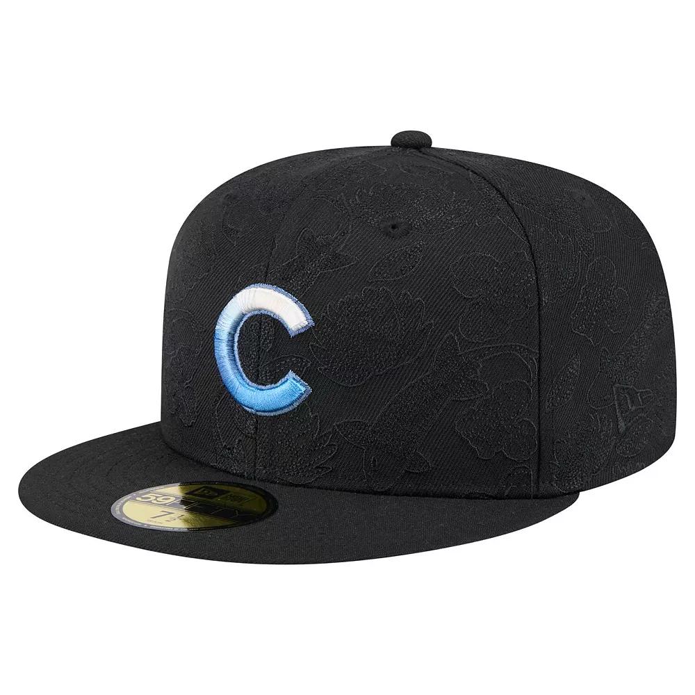 Men's New Era Black Chicago Cubs Tonal Koi 59FIFTY Fitted Hat, Size: 7 1/4 Product Image