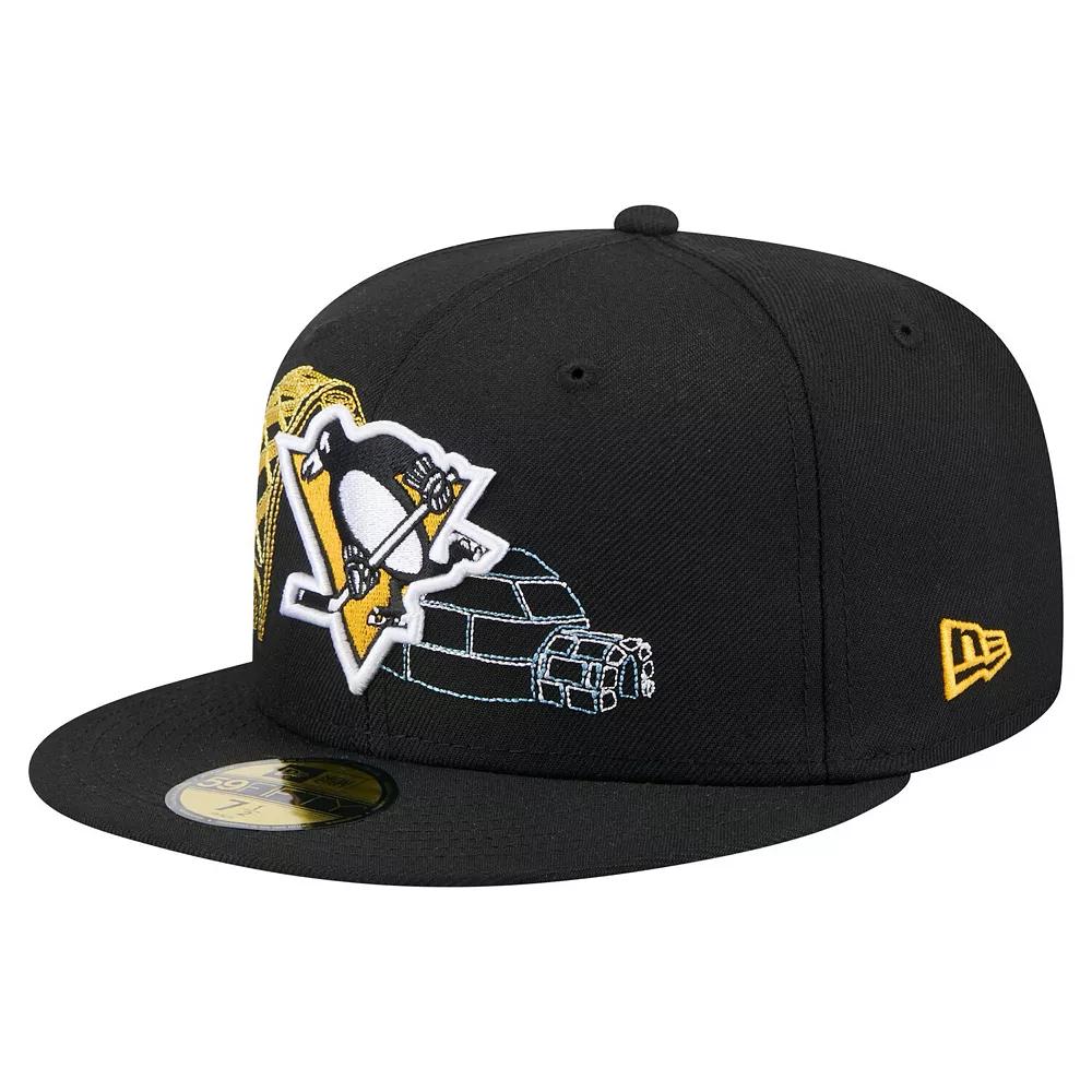 Men's New Era Black Pittsburgh Penguins State Stitch 59FIFTY Fitted Hat,  Product Image